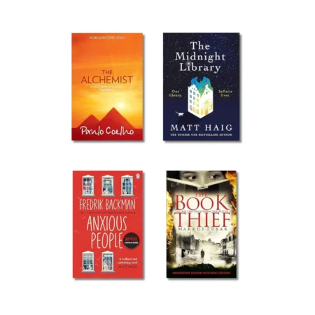 Inspirational & Contemporary Fiction Book Lot (4 Books) – The Alchemist, The Midnight Library, The Book Thief, Anxious People