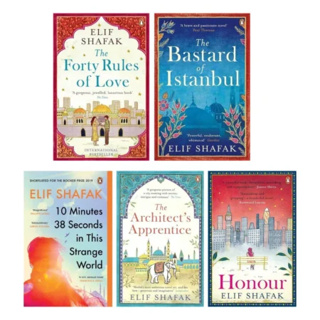Elif Shafak 5 books combo (Forty Rules of Love + Bastard of Istanbul + 10 Minutes 38 Seconds in this Strong World + The Architect's Apprentice + Honor)