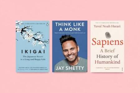 Three bestselling non-fiction books focused on personal growth, mindset, and history